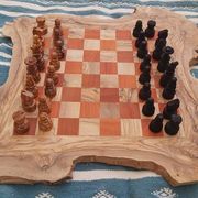 Rustic wooden chessboard
