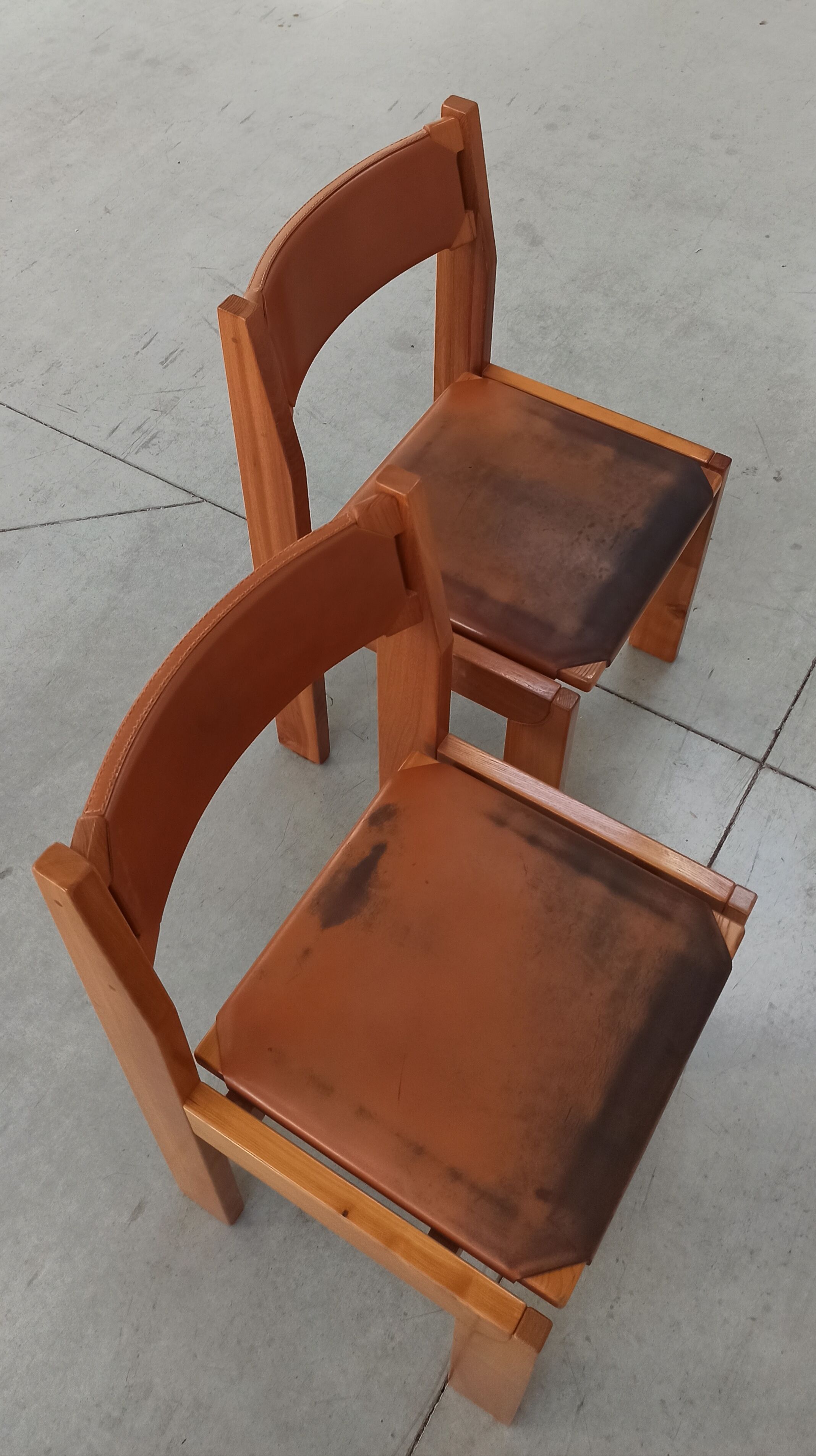 Elm and leather chairs, 80