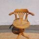 fauteuil tournant bois et cannage, vintage