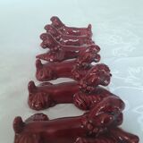 6 ceramic poodle dog knife holders