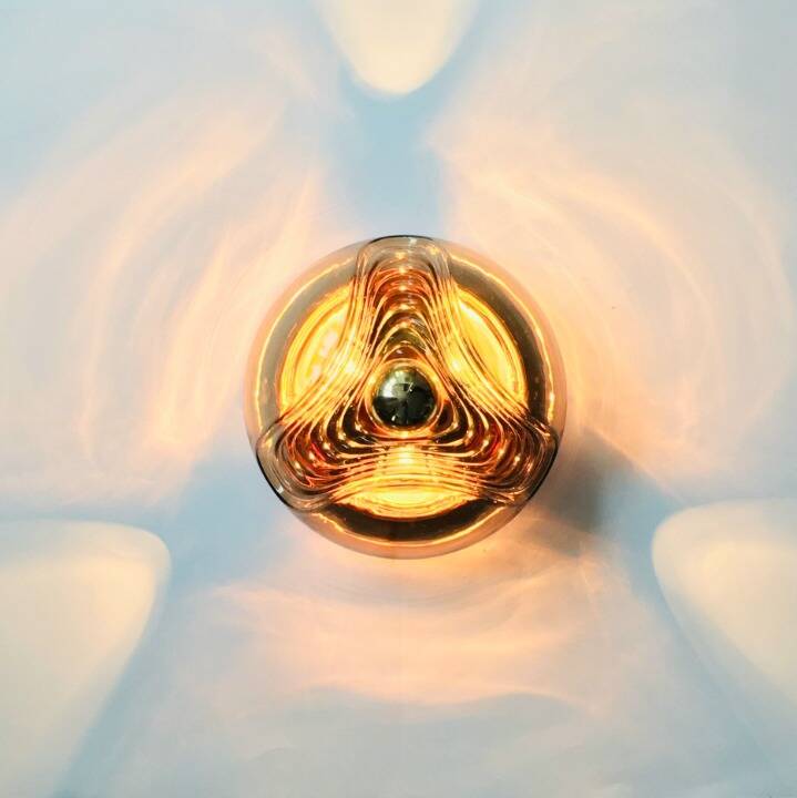 Space Age 'Wave'/'Futura' Glass Ceiling Light by Koch & Lowy for P&P, 1970s