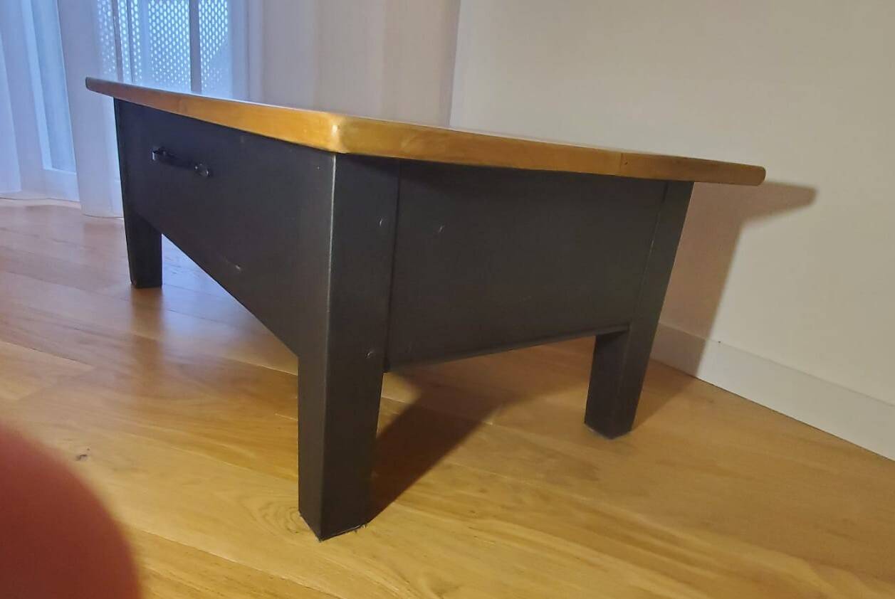 Coffee table living room solid fruit wood black antique legs