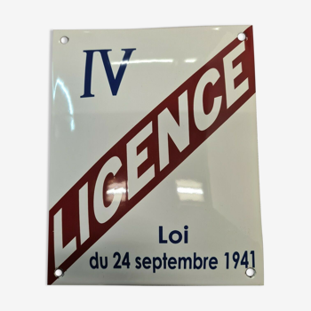 Plaque émaillée licence IV