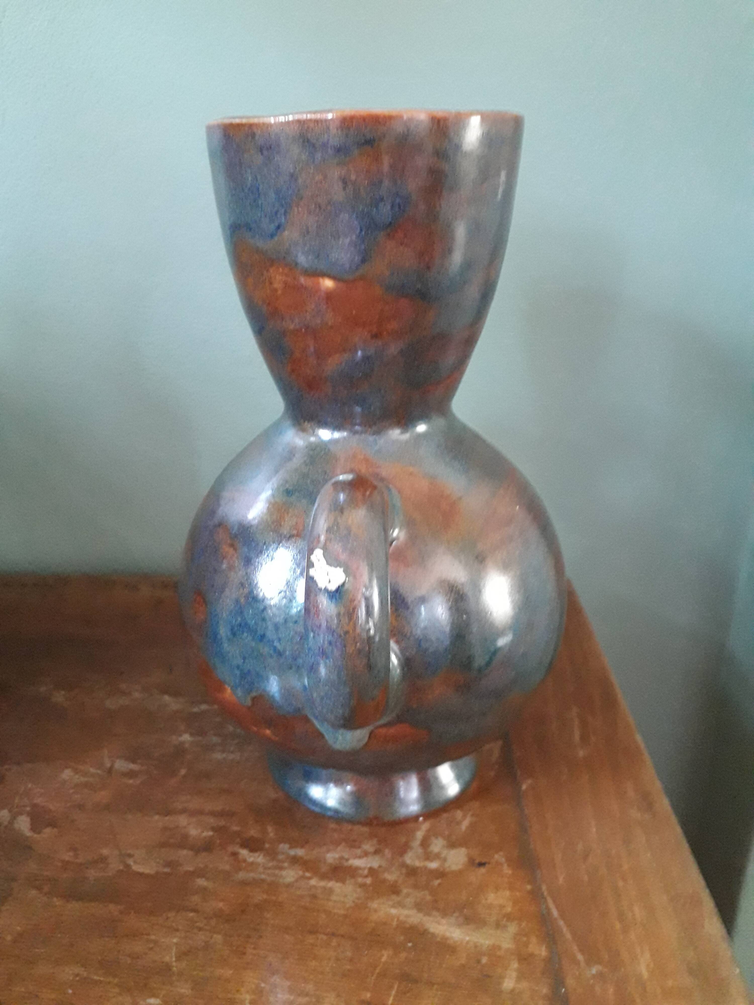 Vase vintage très original en forme d'amphore