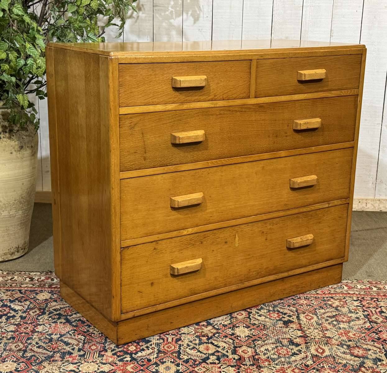 1950s English oak chest of drawers