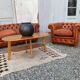 Salon canape and 2 chesterfield armchairs in vintage cognac leather from the 1970s