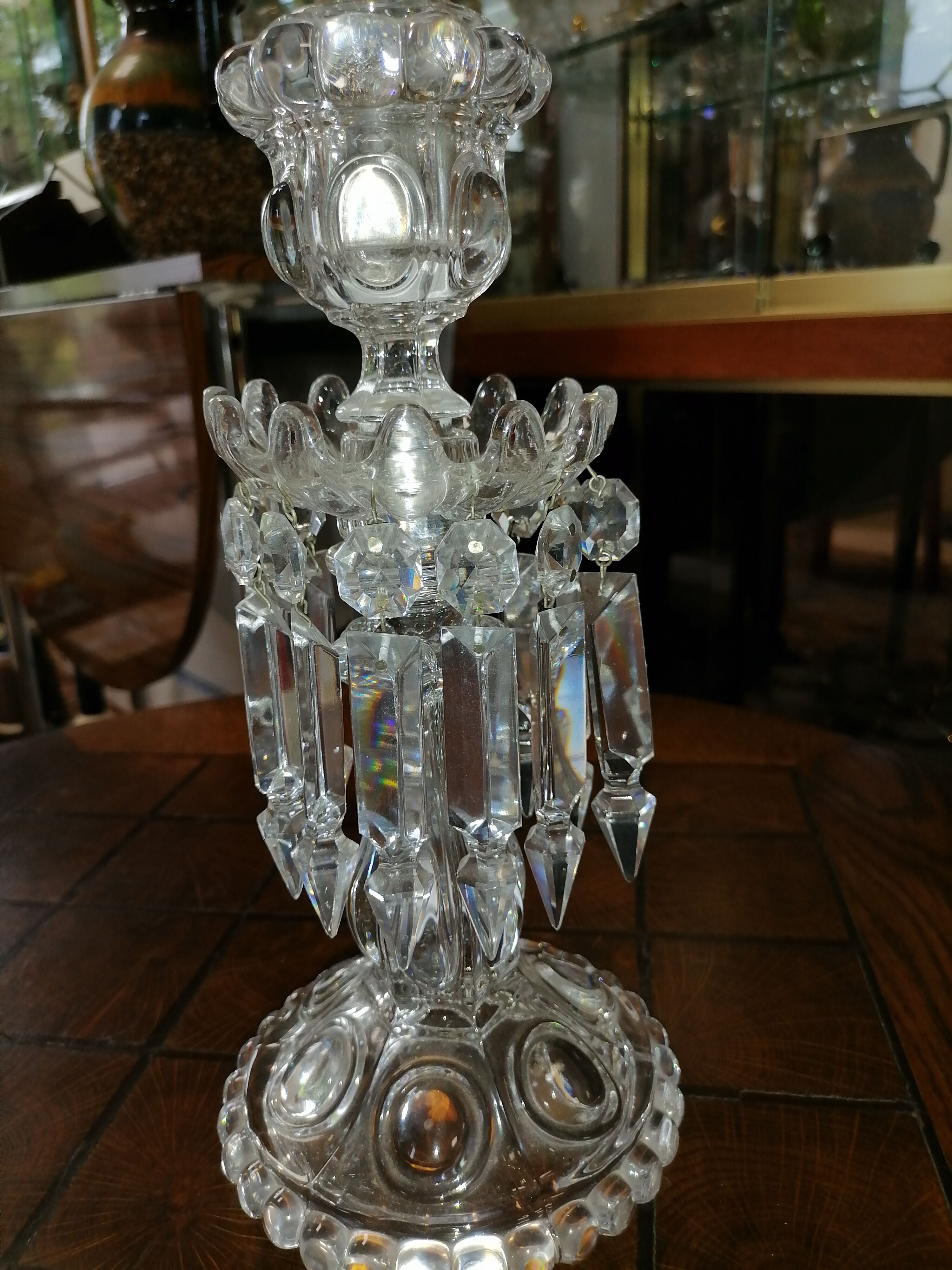 Chandelier verre et pampille de cristal