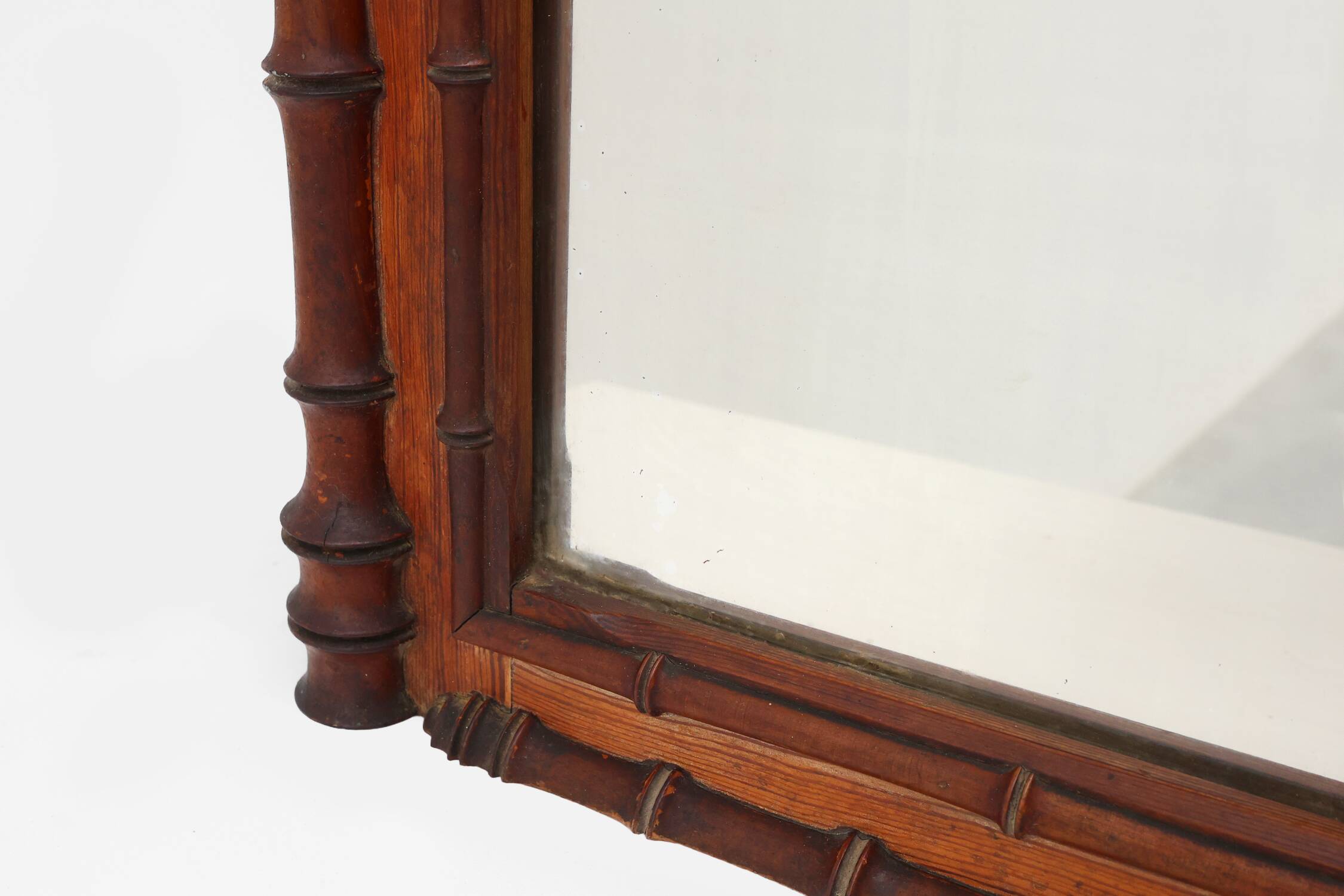 Antique 19th century faux bamboo mirror in wood, France