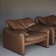 Maralunga Leather Armchairs by Vico Magistretti for Cassina, 1973
