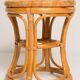Unique mid-century hand-painted rattan and wood base, stool and side table, Germany, 1970s.