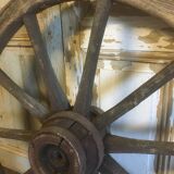 Oak and metal cart wheel