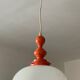 Space Age pendant light in opaline and wood