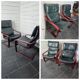 Pair of Scandinavian armchairs in leather and curved wood