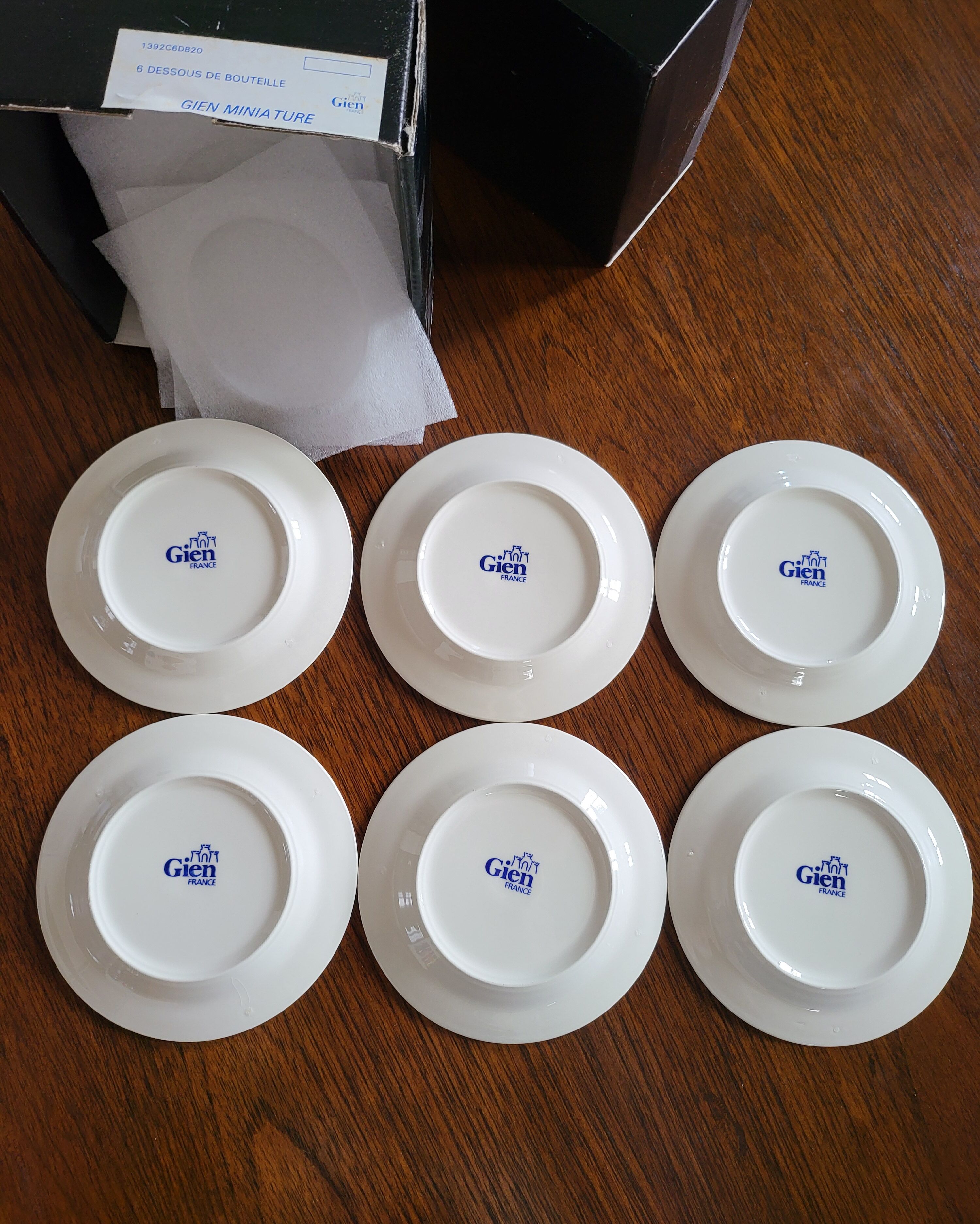 6 porcelain coasters from gien