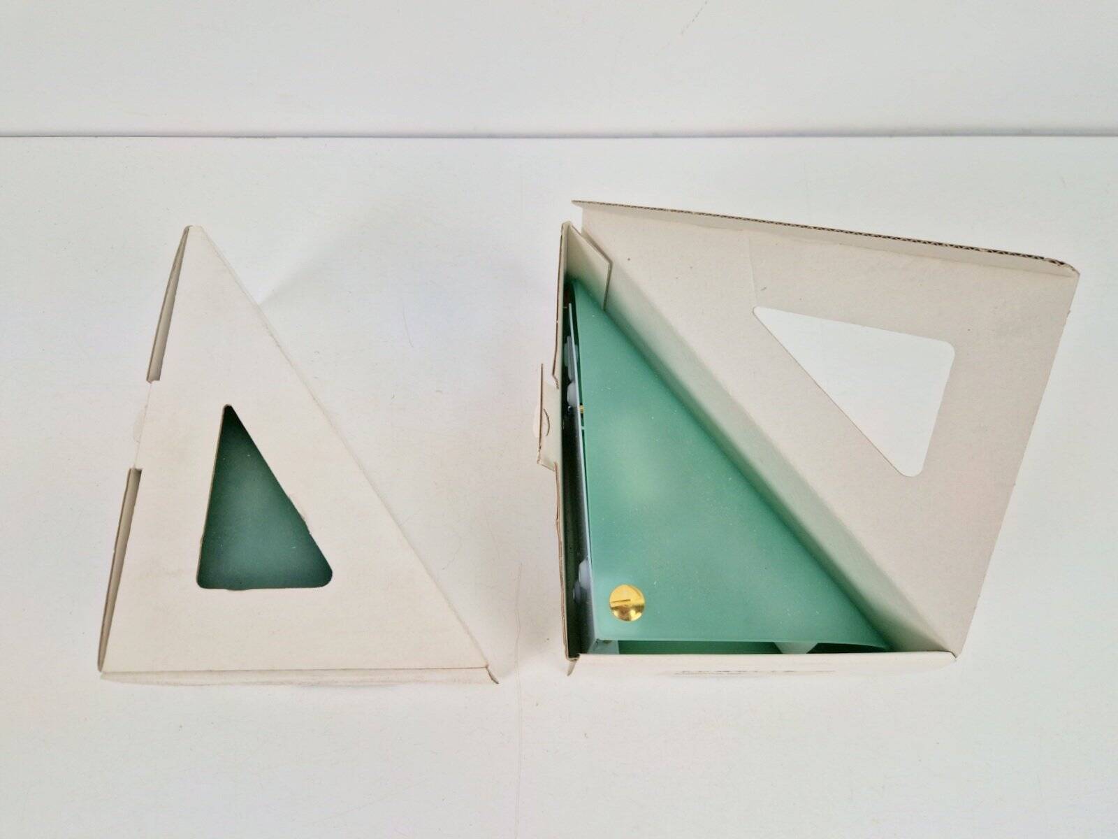 Vintage Triangular Conical Wall Sconces in Green Frosted Glass from Lumal-It, 1990s, Set of 2