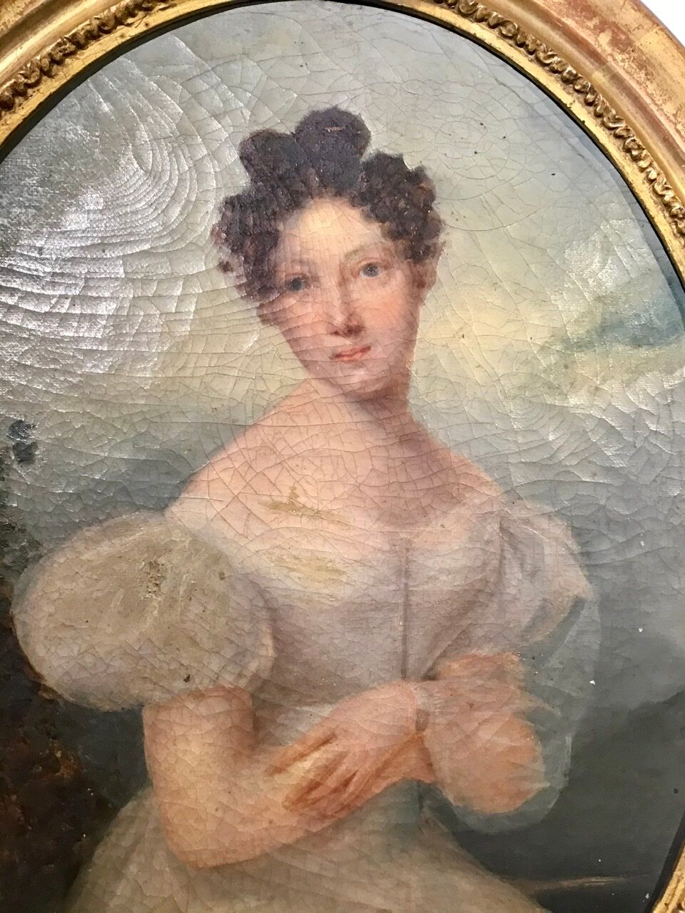 Portrait of woman in white dress, 19th century
