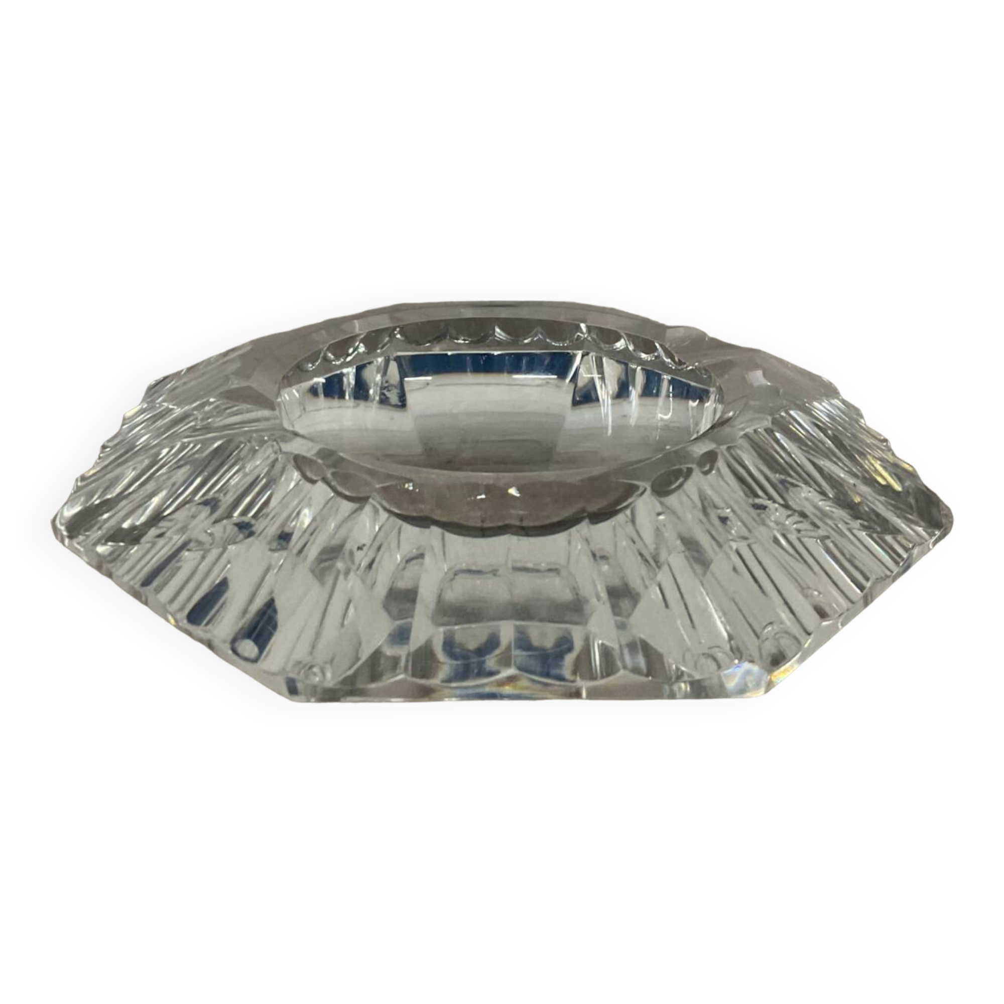 Val St Lambert hexagon ashtray in cut crystal