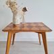 Table basse pieds compas dessus marqueté