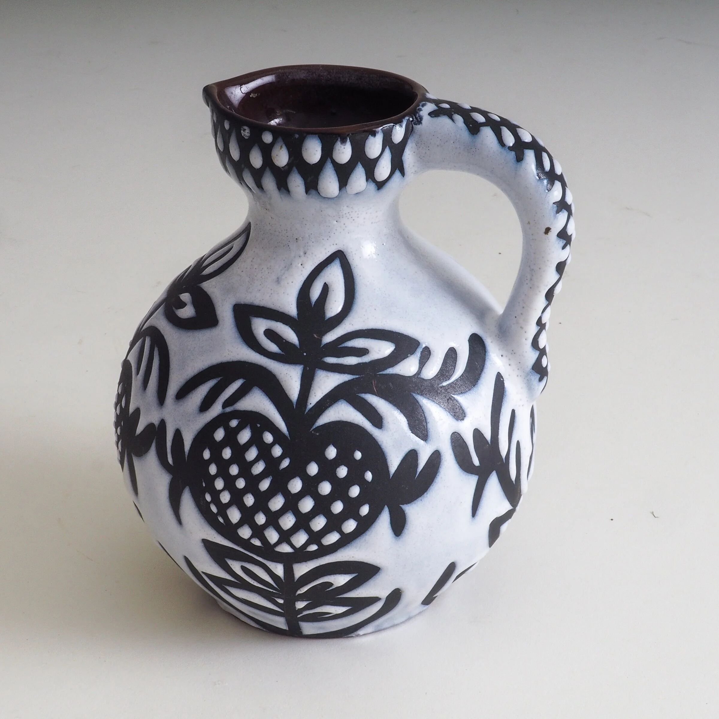 60s ceramic black & white jug