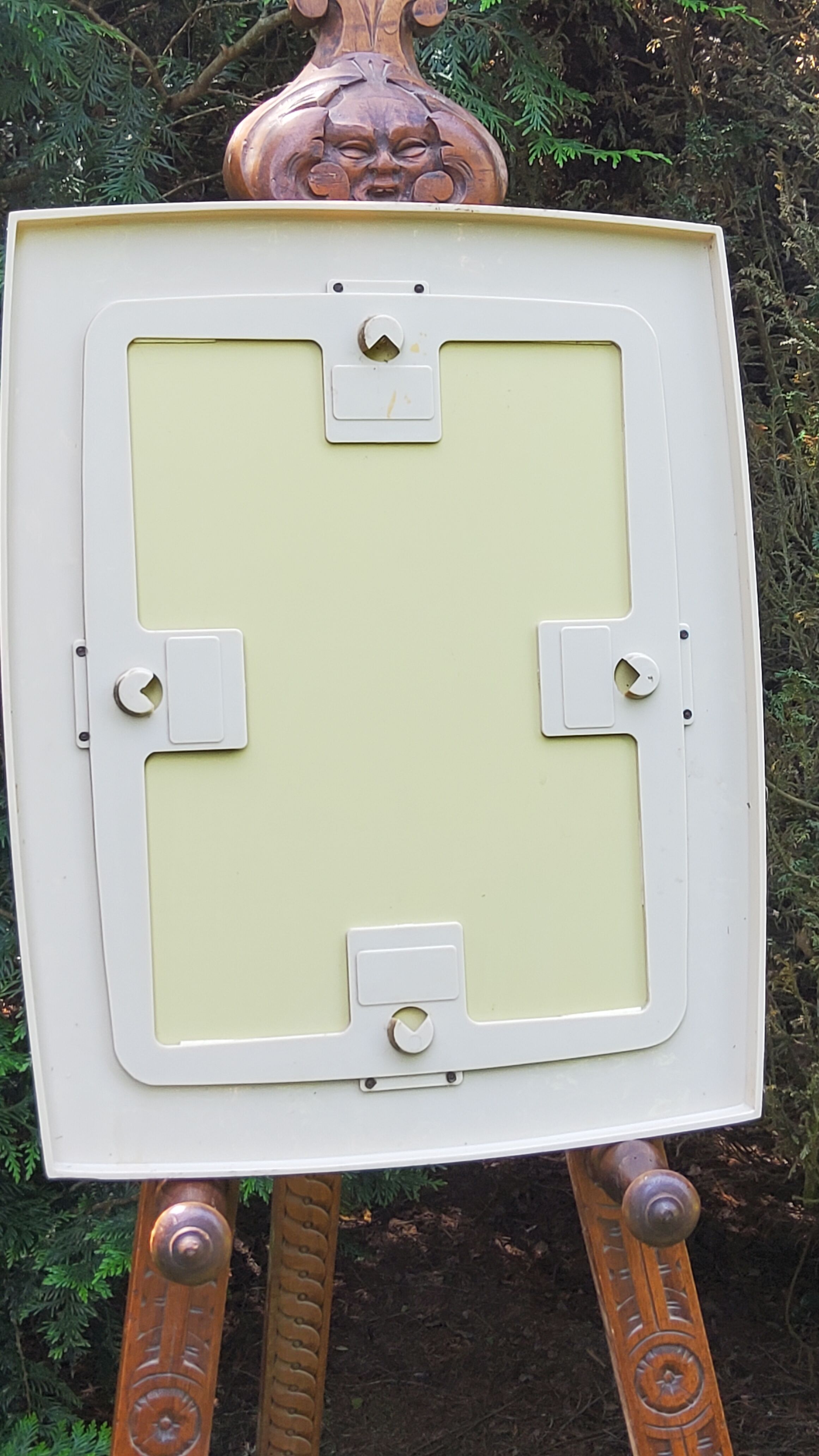 Beige and brown plastic mirror from the 70s