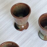 Set of 3 small enamelled ceramic mugs