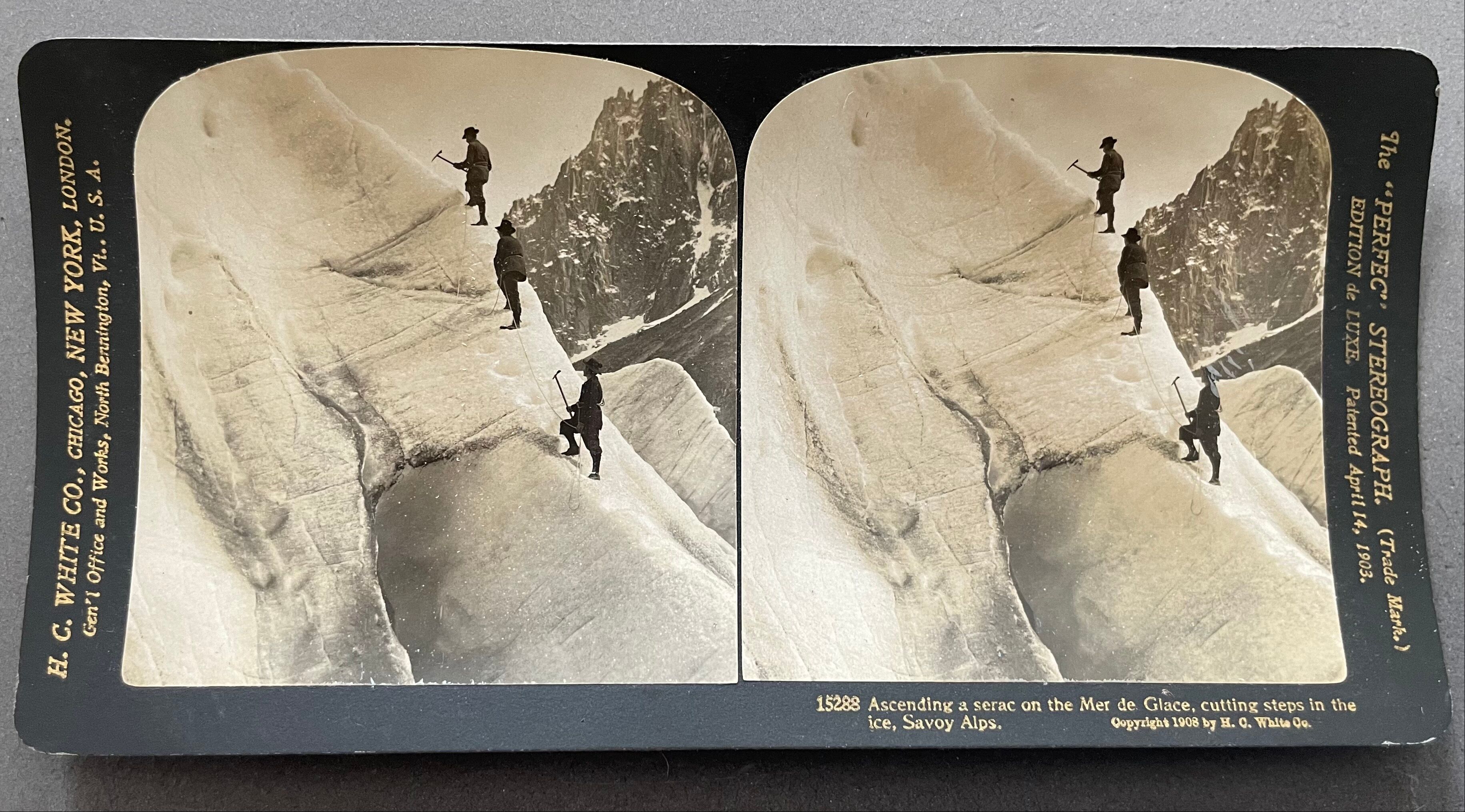 Old photography stereo, stereograph, luxury albumine 1903 Savoy Alps, Switzerland