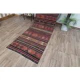 Tapis Kilim en laine et coton turc fait main vintage des années 1970 101x382