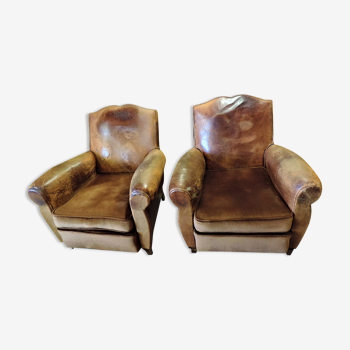 pair of 1950 leather Club armchairs