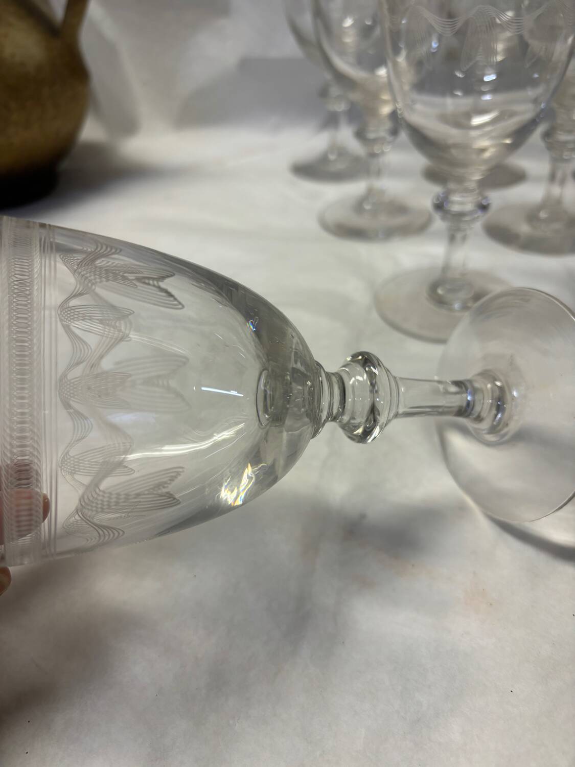 Set of 10 old wine glasses