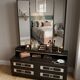 Vintage 80s hairdresser triptych mirror