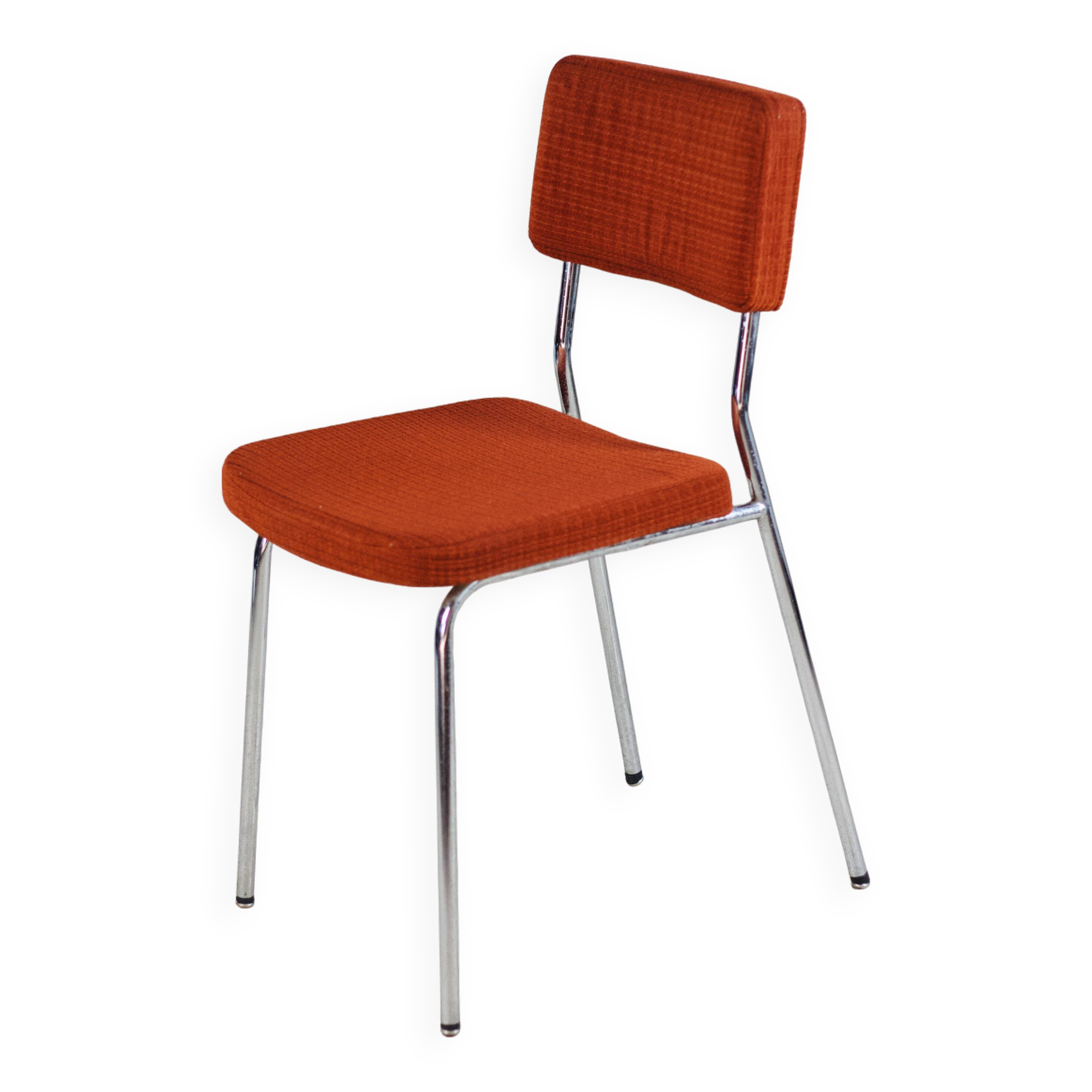 Vintage orange velvet chair, 1970