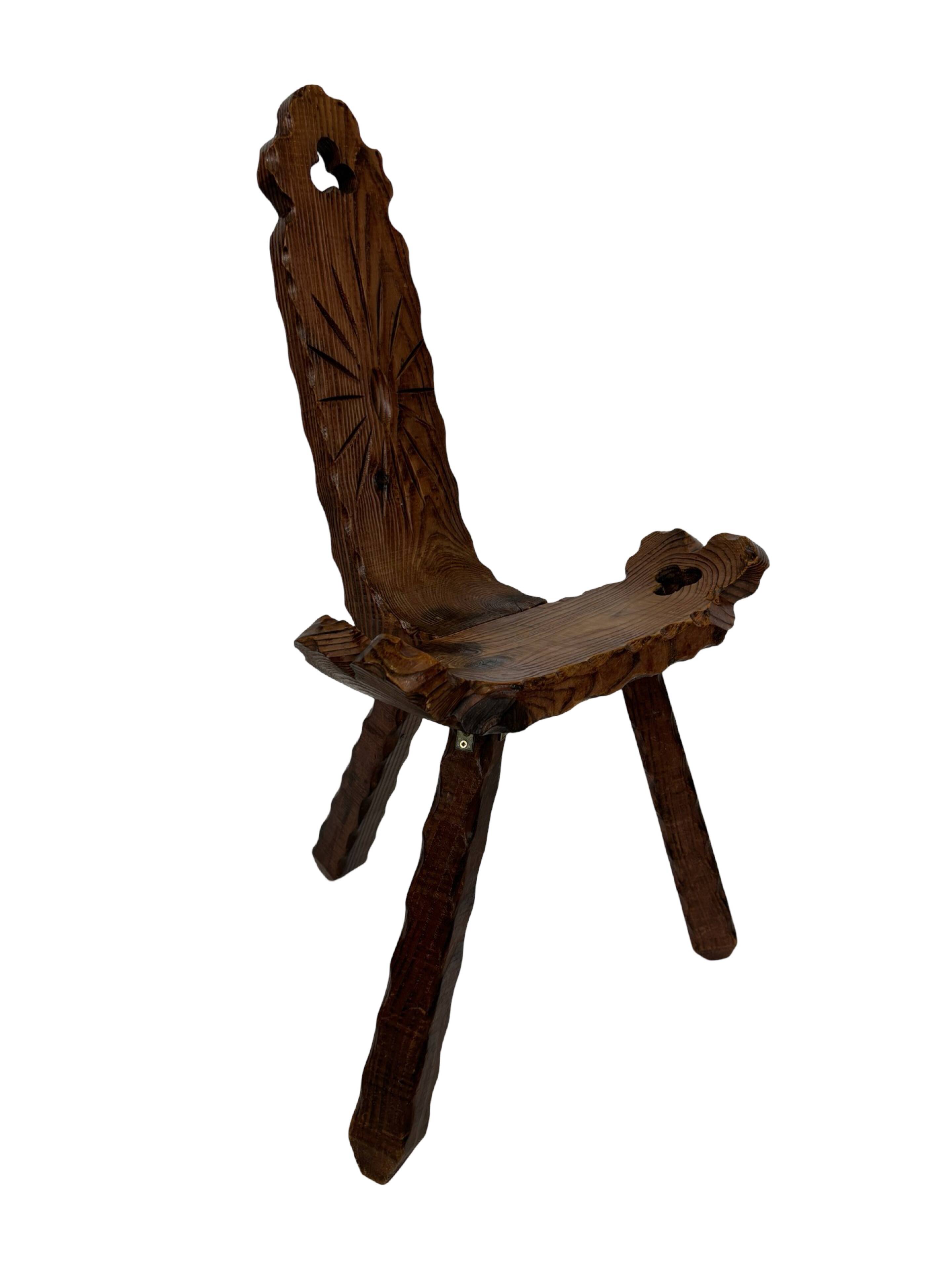 Vintage Spanish chair stool brutalist design