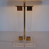 Hollywood Regency Acrylic Glass & Brass Table Lamp, Italy, 1970s