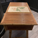 Hairdresser, vintage rattan desk, in the style of Audoux Minet.