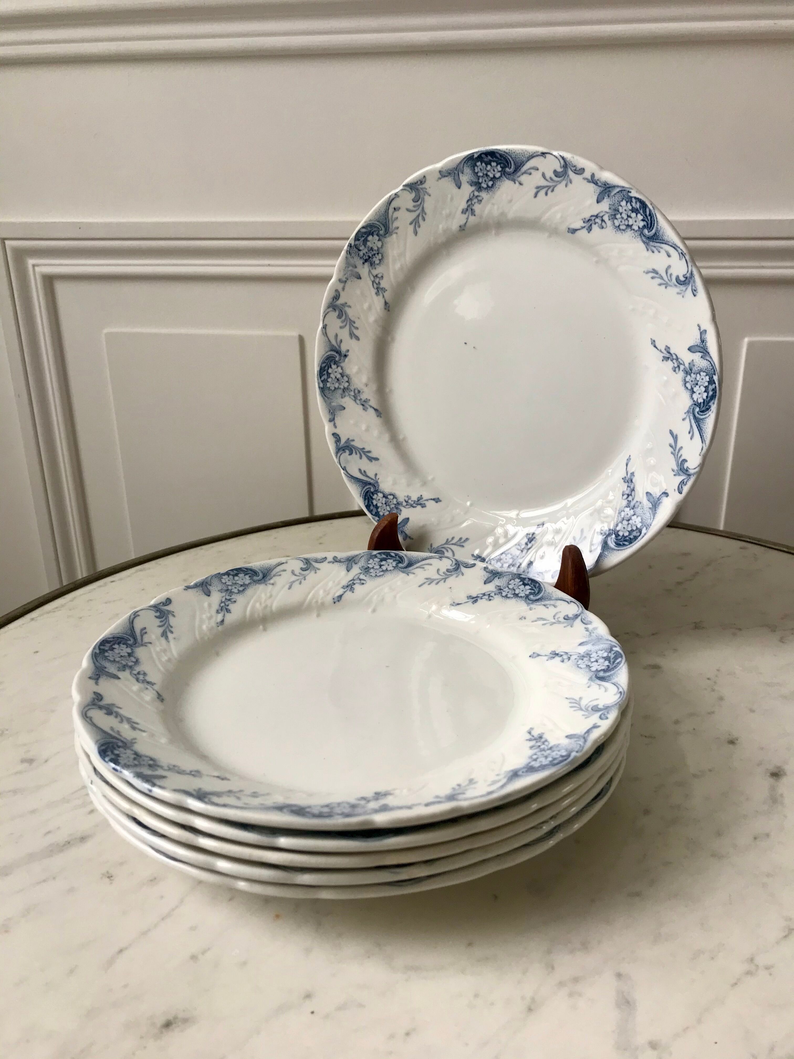 set of 6 dessert plates in K&G Lunéville Ironstone, "Angèle" model, late 19th century