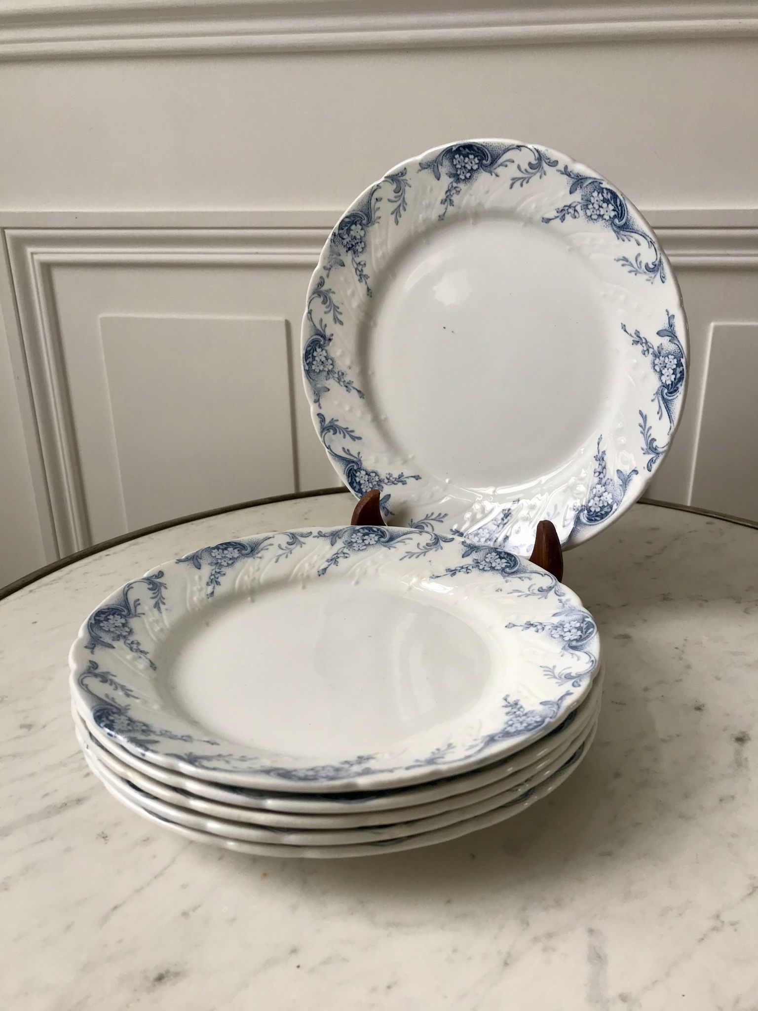 set of dessert plates in K&G Lunéville Iron Earth model "Angèle" late 19th century