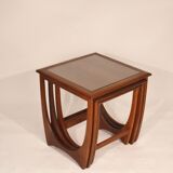 Nesting tables in teak and glass Gplan edition