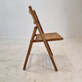 Set of 2 Italian Folding Chairs with Wicker, 1980's