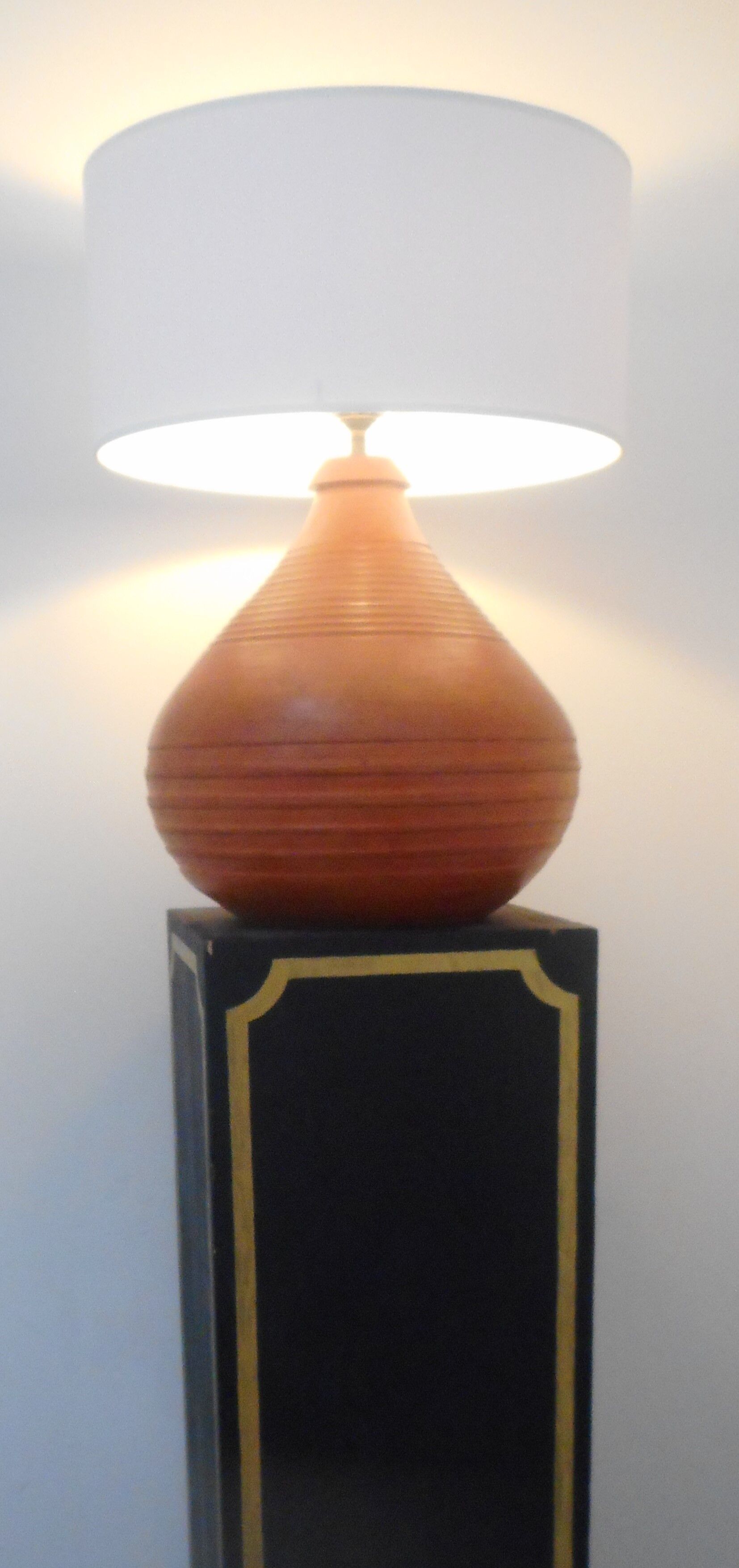 Vintage terracotta lamp, unique piece, by ceramist in Paris