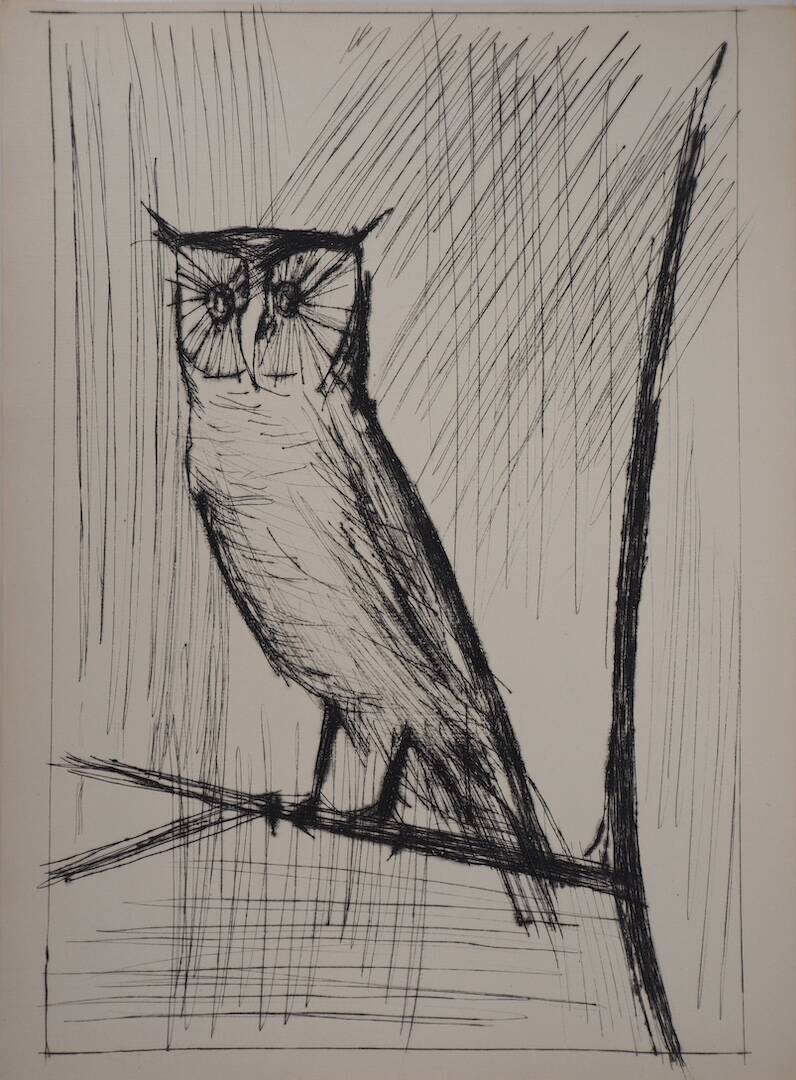 Bernard Buffet : Le Hibou - Gravure originale