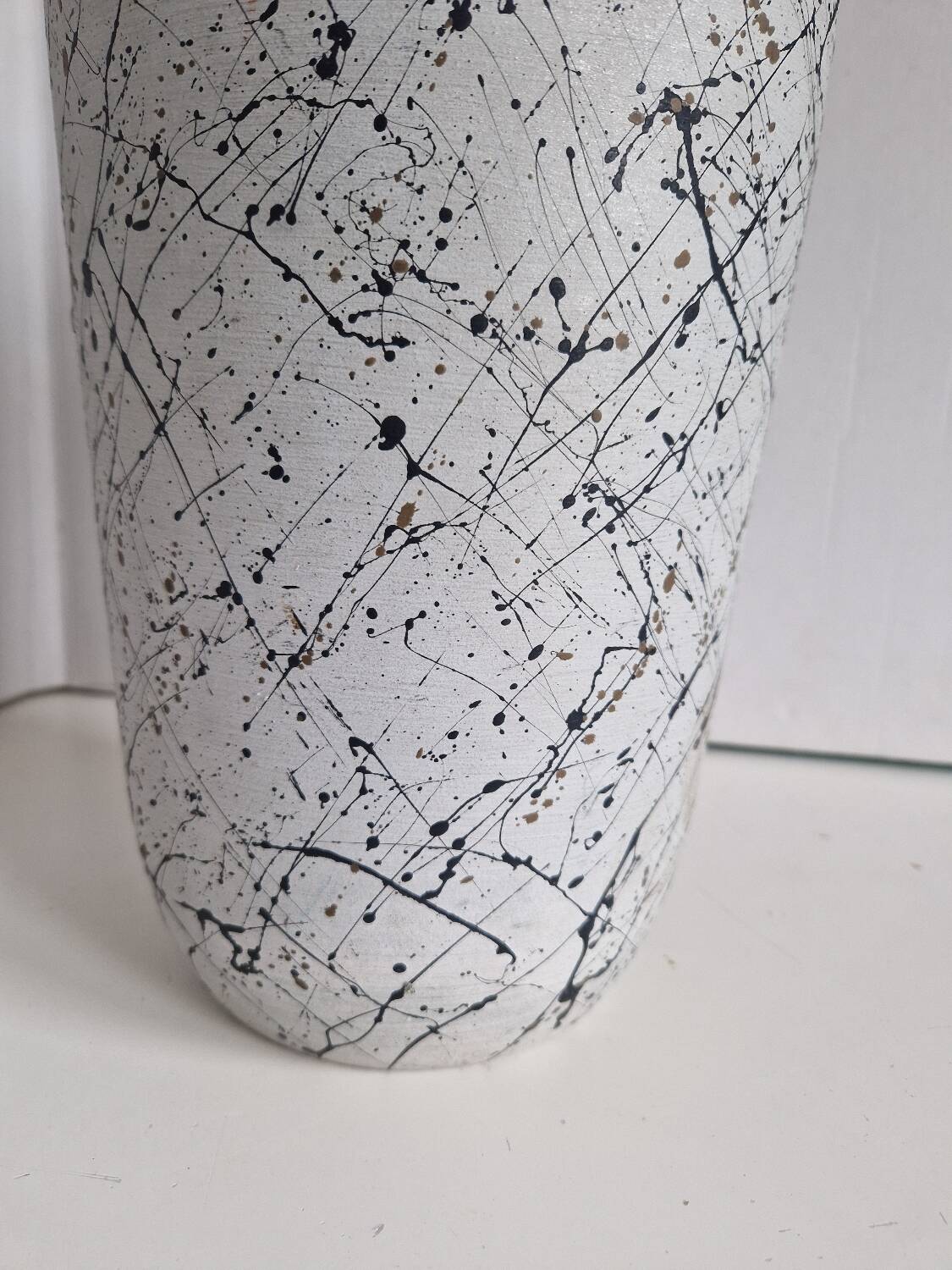 Painted Terracotta Vase with Graphic Pattern