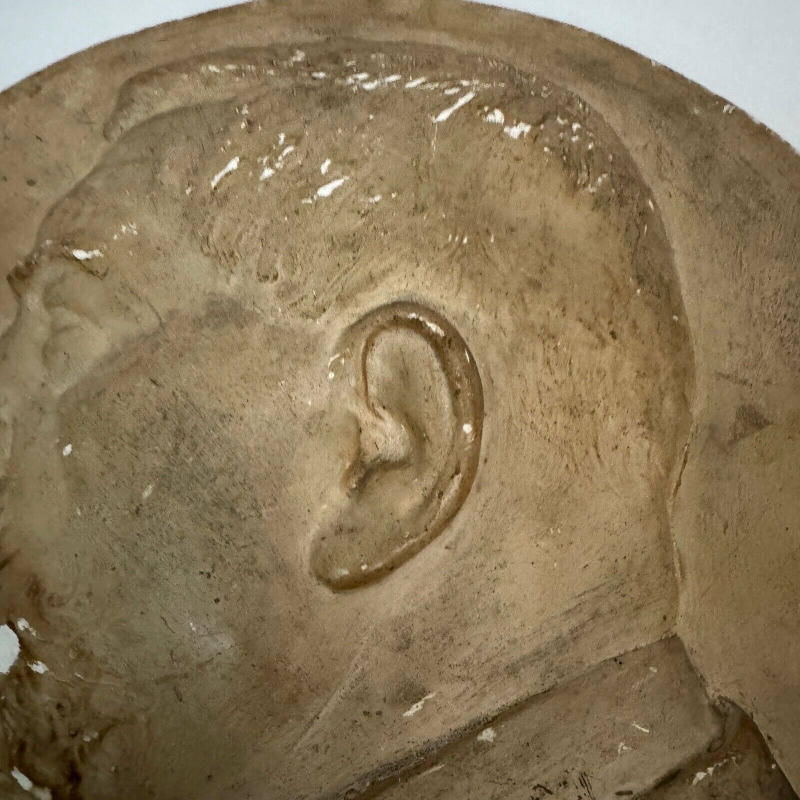 Plaster medallion portrait by Charles Filleul profile of a man 1901