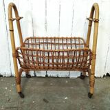 Vintage rattan and bamboo magazine rack