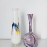 Set of two Murano marmorean glass vases