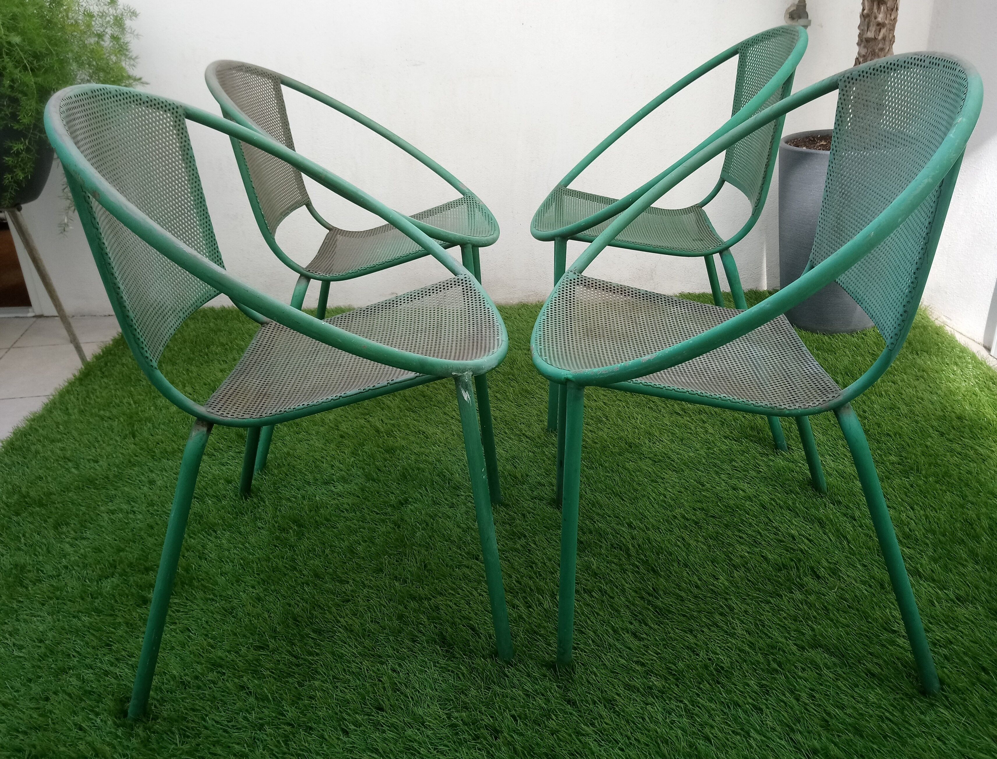 4 garden chairs suite half moon vintage 80s italian design