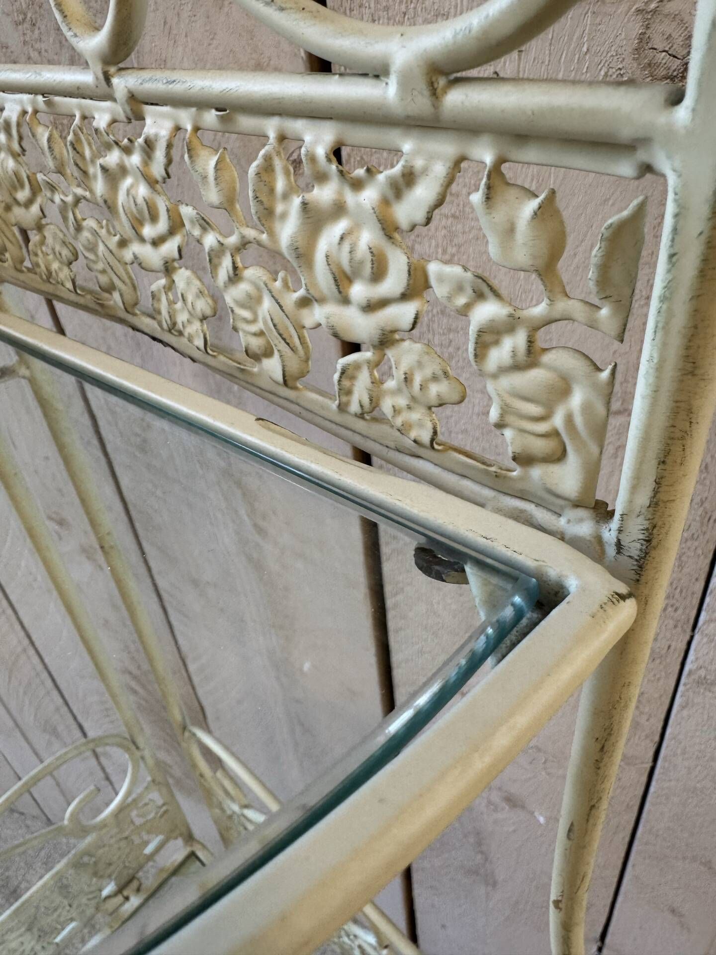 Glass and wrought iron shelf