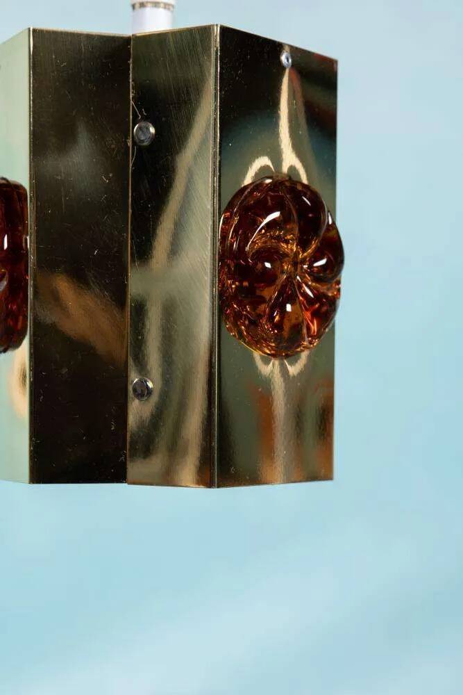 Vintage Danish Design Vitrika Suspension, brass & glass