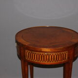 Louis xvi style hot water bottle table in marquetry around 1900