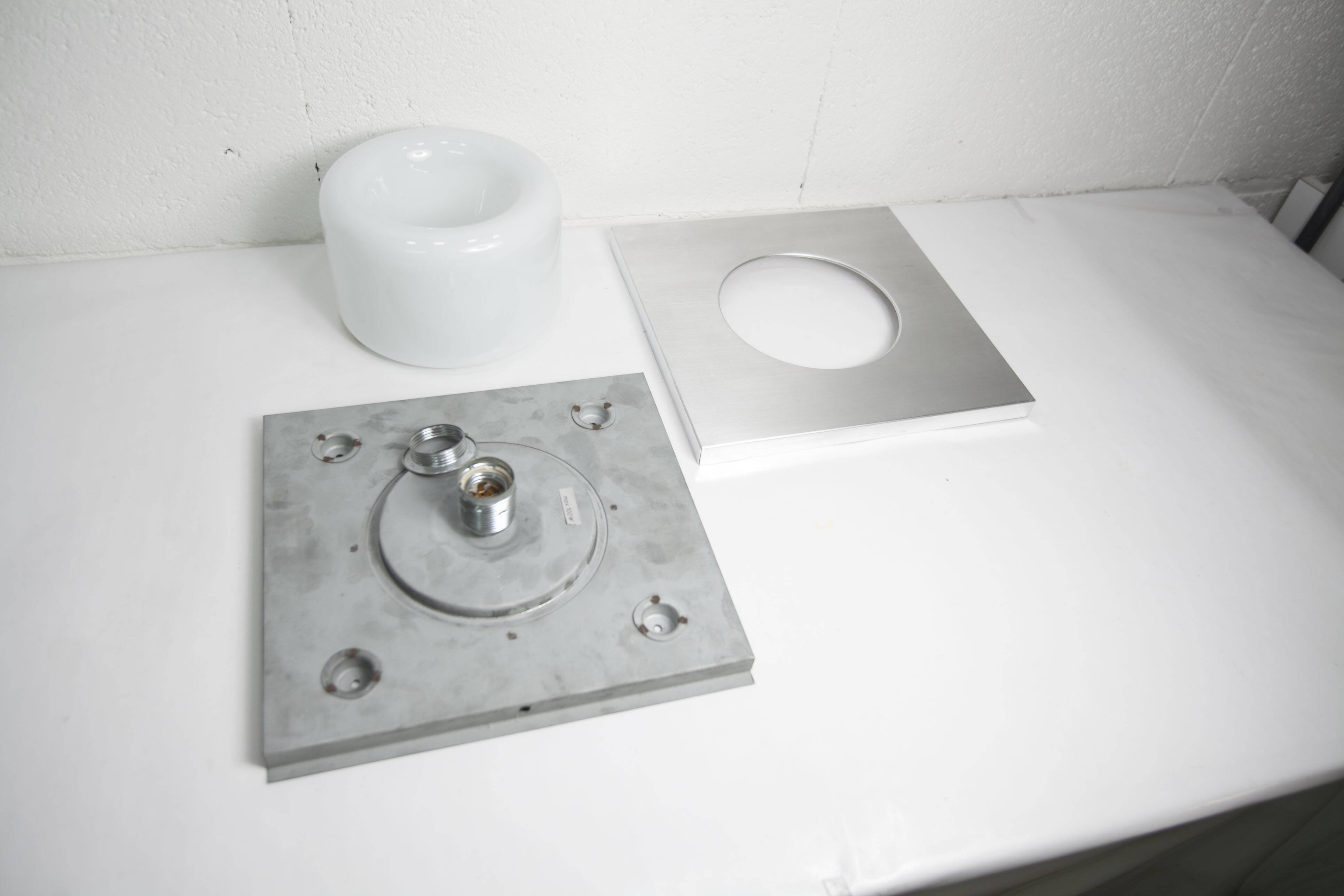 Doria Wall Light 1960 Alu Opaline + chrome LED bulb, Germany