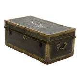 English camphor wooden and leather campaign chest 1850s